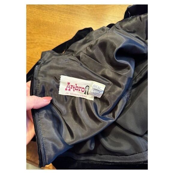 ARTBRO JR SPORTSWEAR VINTAGE 70s women’s black velour back zip tunic dress - Picture 4 of 7